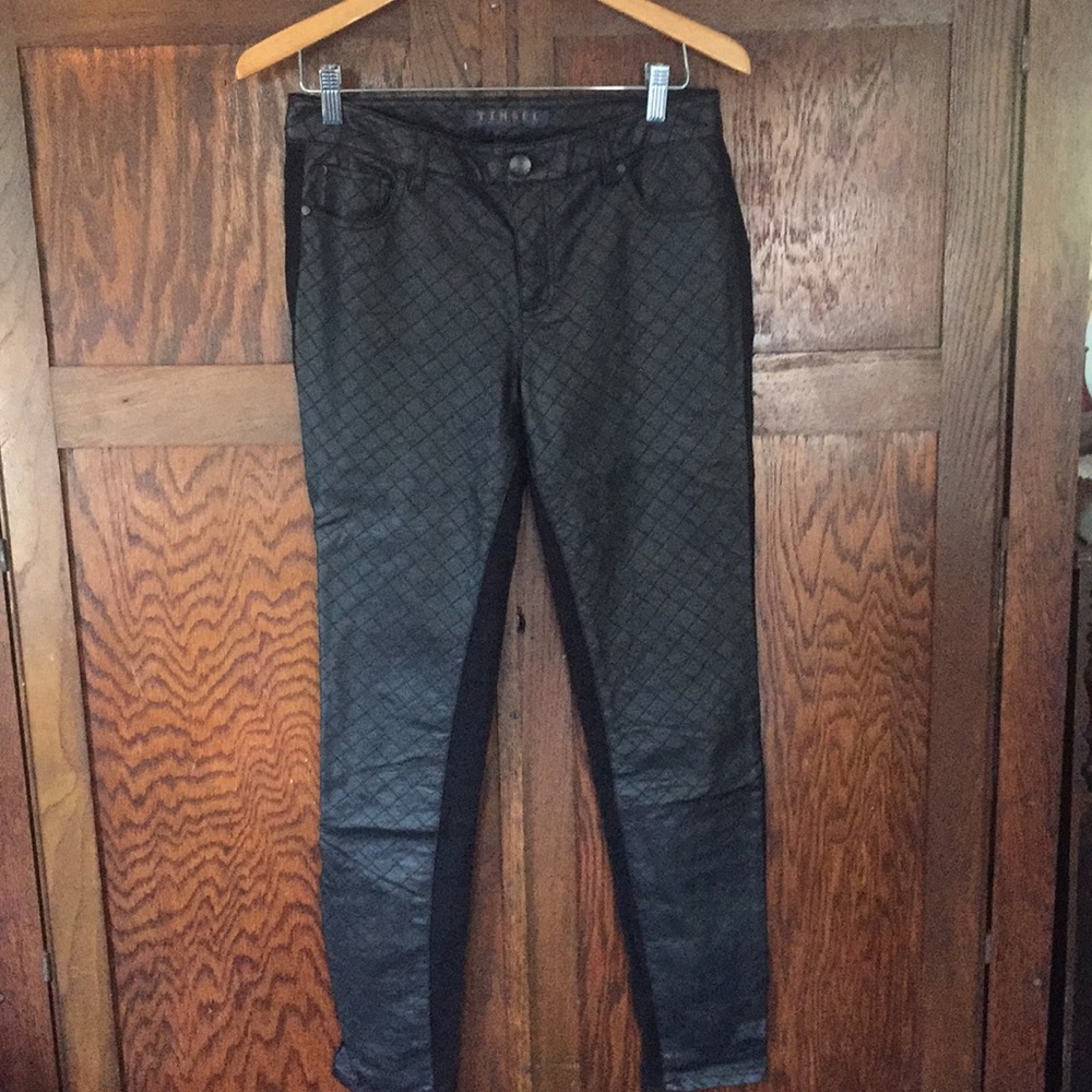 Black Faux-Leather Stretch Jeans